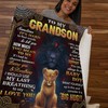 Pass On Your Love With Lion To My Grandson Fleece Quilt Blanket