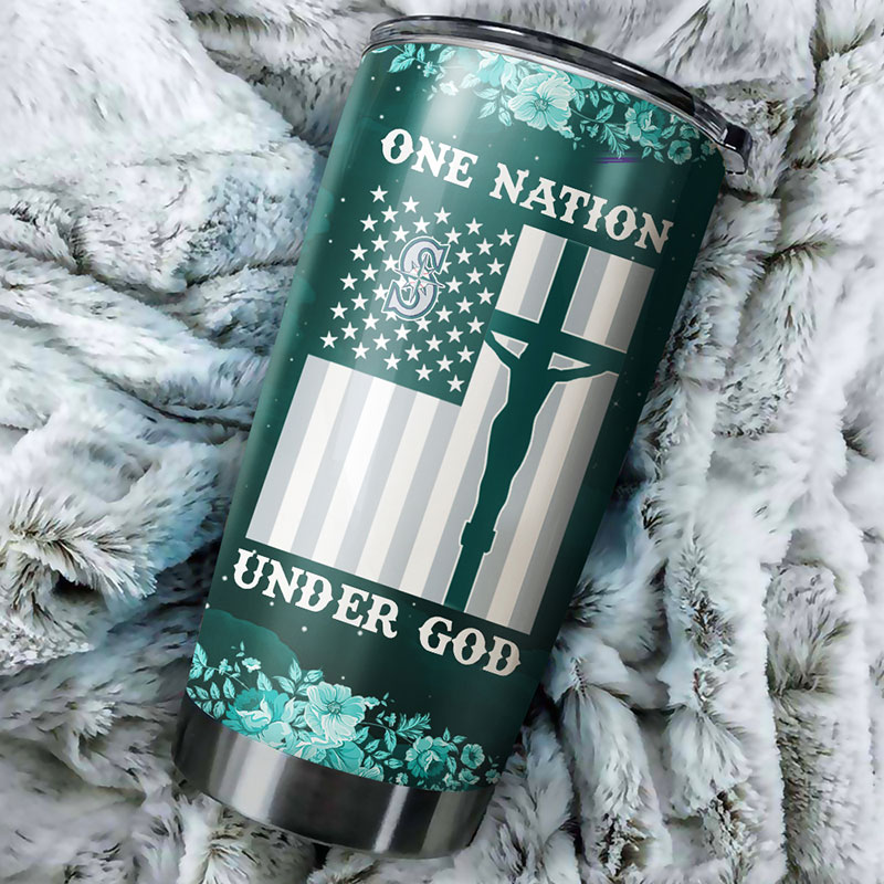 Patriotic Seattle Mariners One Nation Under God MLB Tumbler for Supporters