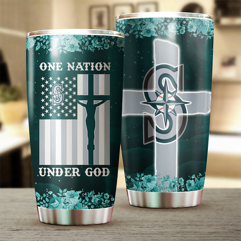 Patriotic Seattle Mariners One Nation Under God MLB Tumbler for Supporters - Image 2