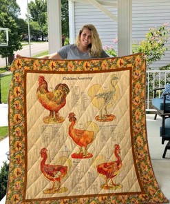 Pattern Chicken Anatomy Quilt Blanket for Biology and Animal Lovers