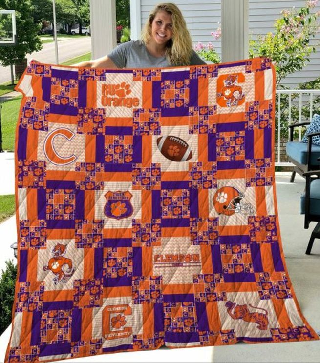 Pattern NCAA Clemson Tigers Collected Combined Quilt Bedding Set