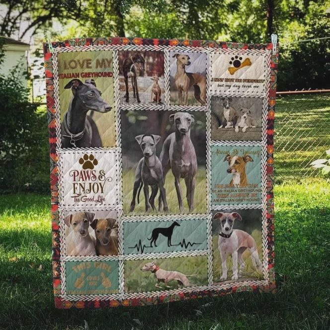 Paws And Enjoy The Good Life Greyhound Quilt Bedding Set with Adorable Design