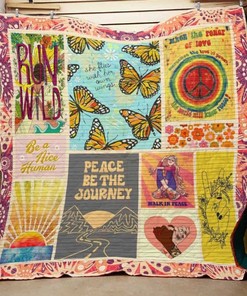 Peace Be The Journey: Hippie Quilt Blanket for Fans of All Ages