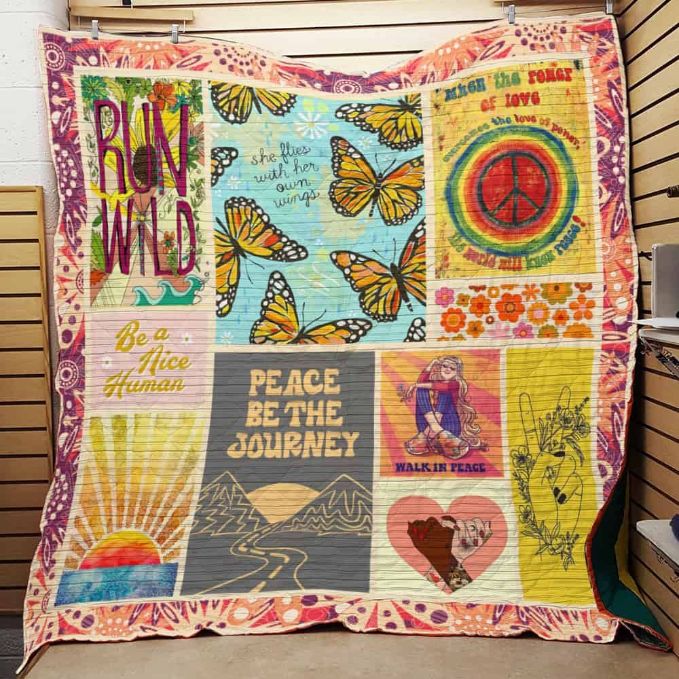 Peace Be The Journey: Hippie Quilt Blanket for Fans of All Ages