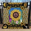 Peaceful Hippie Sunflower Quilt Blanket, Perfect Gift For Hippie Soul