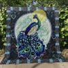 Peacock and Moon Quilt Blanket for Celestial Decorating