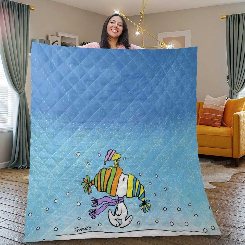 Peanuts Quilt Blanket Plus Snoopy Woodstock Duvet Bedding Set Quilt Blanket- Personalized Gifts for Fans