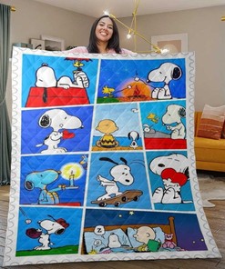 Peanuts Quilt Blanket with Snoopy Charlie Brown and Woodstock - Perfect for Fans