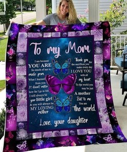 Perfect Gift for Mom – Purple Butterfly Themed Fleece Blanket