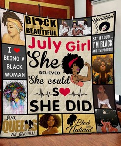 Perfect gift for Black Daughter, Girlfriend, or Wife - July Black Girl Black Queen Are Beautiful Quilt Bedding Set