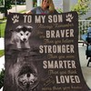 Personalize this quilt blanket with a message for your son, Always Remember You Are Braver