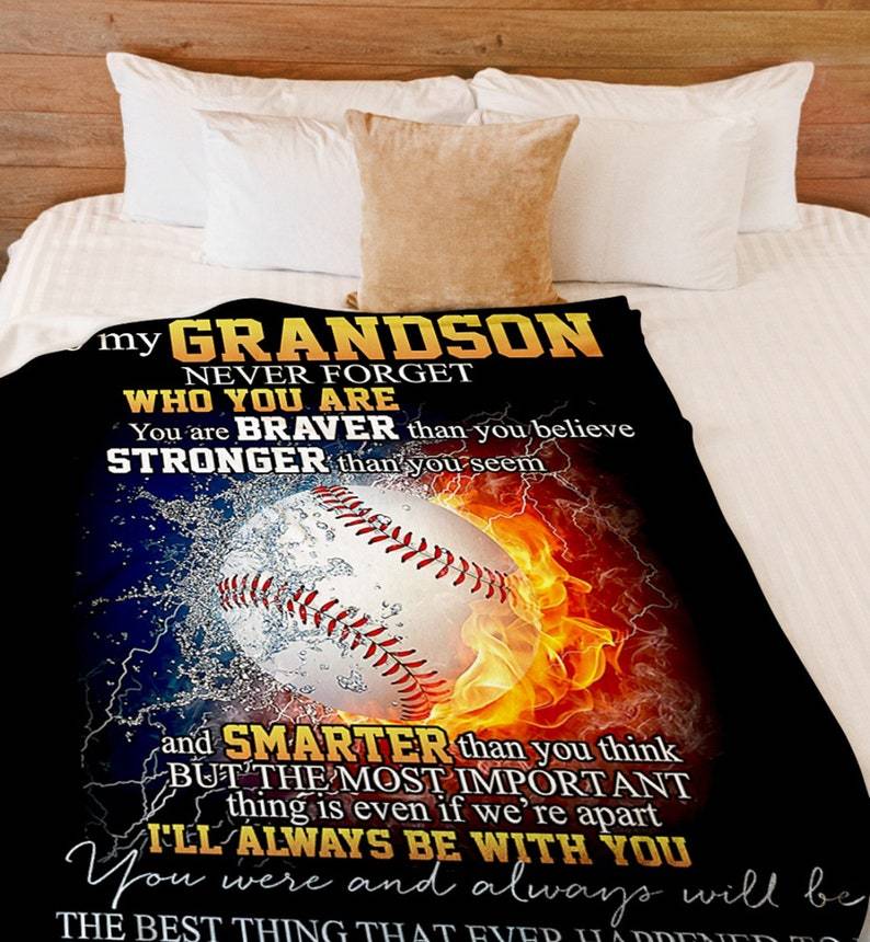 Personalized Baseball Quilt Bed Set for Grandson's Birthday