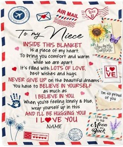 Personalized Blanket - Air Mail Letter for Niece