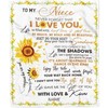 Personalized Blanket From Aunt, Uncle to Niece with White Sunflower Bedding Set