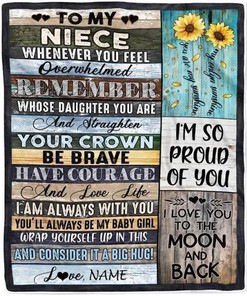 Personalized Blanket To My Niece Blanket From Aunt Auntie Uncle Wood Whenever You Feel Overwhelmed Quilt Bedding set