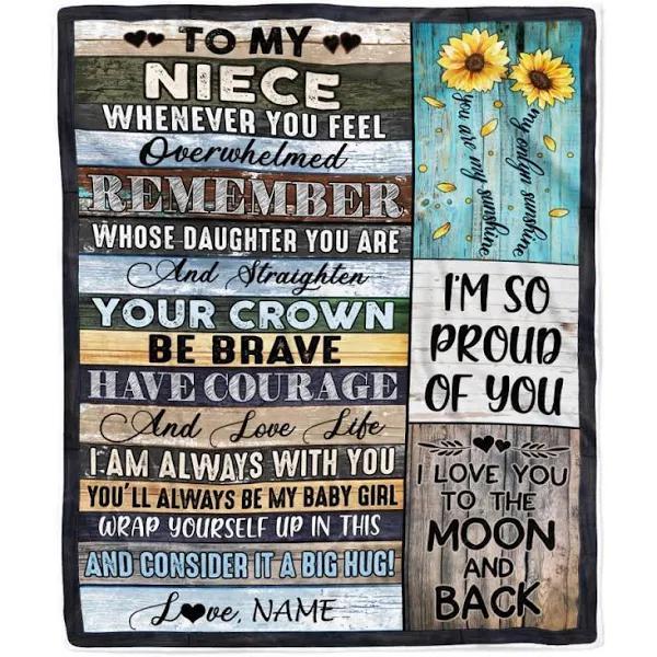 Personalized Blanket To My Niece Blanket From Aunt Auntie Uncle Wood Whenever You Feel Overwhelmed Quilt Bedding set