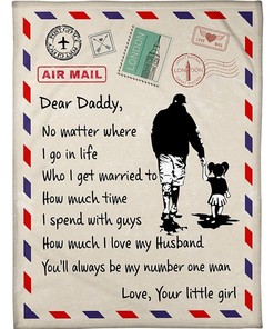 Personalized Blanket for Daddy- Air Mail Envelop To Daddy, You'll Always Be My Number One Man Quilt Bedding Set