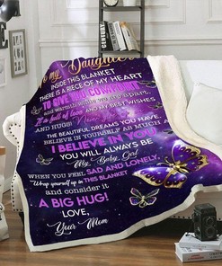 Personalized Blanket from Mom to Daughter - Butterfly Themed Quilt Bedding Set for Daughters