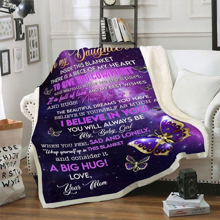 Personalized Blanket from Mom to Daughter - Butterfly Themed Quilt Bedding Set for Daughters