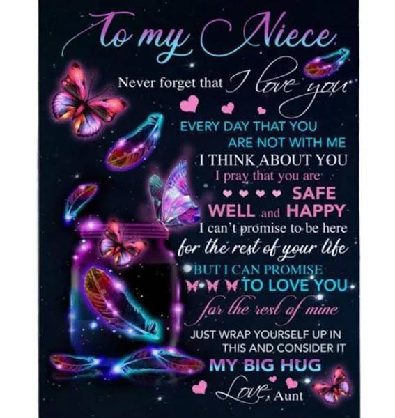 Personalized Butterfly Blanket Baby or Kids Bed Set for a Special Niece from Auntie