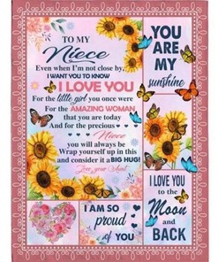 Personalized Butterfly Sunflower Blanket for Niece - Feels Like a Warm Hug from Aunt