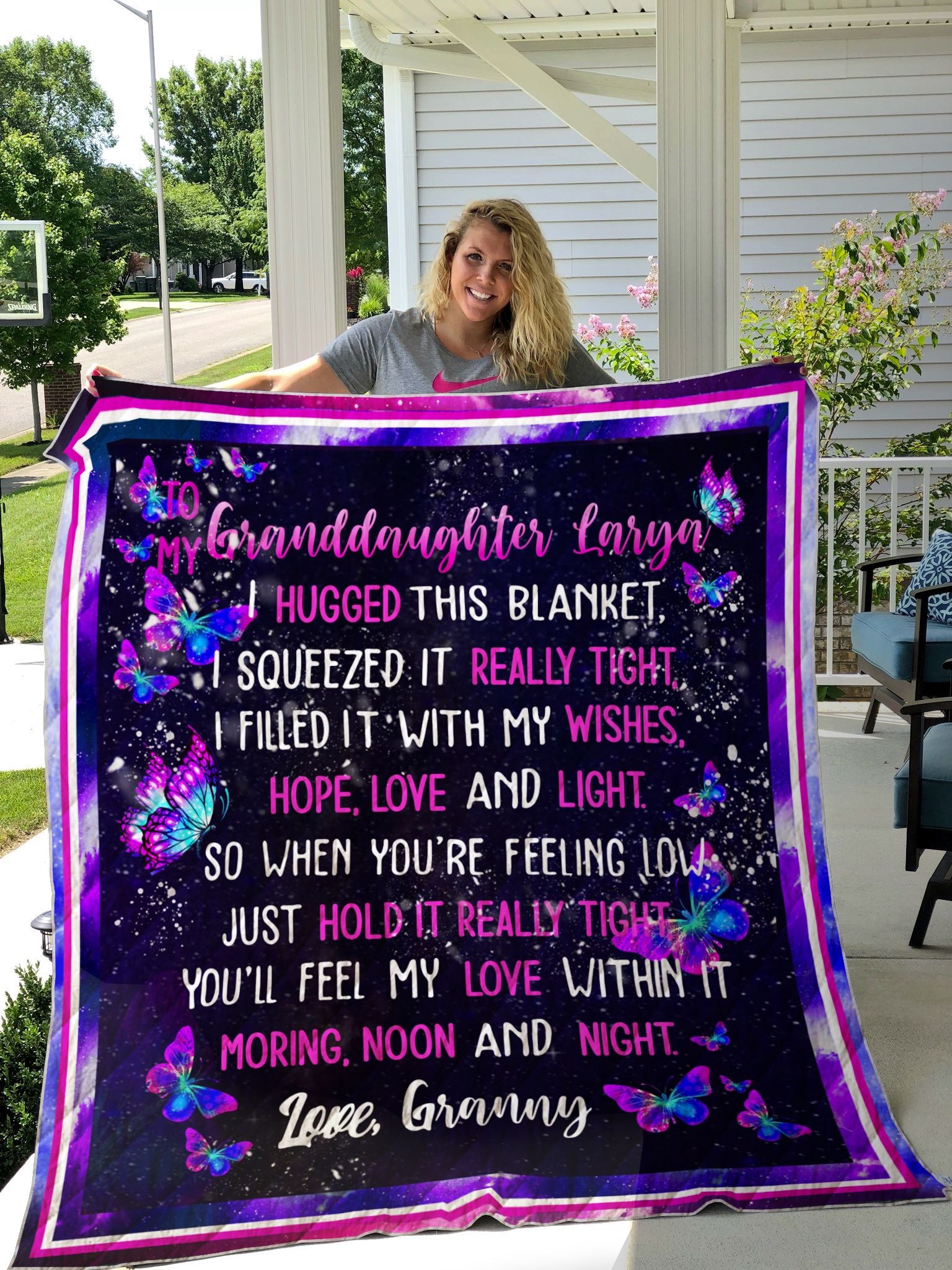Personalized Butterfly Themed Quilt Bedding Set Perfect for Granddaughters