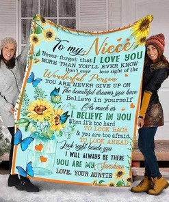 Personalized Butterfly and Sunflower Blanket for Daughter - Heartfelt Gift for a Special Occasion