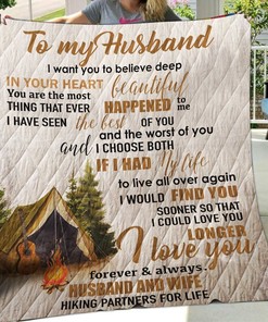 Personalized Camping Family To My Husband Quilt Bedding Set with a Photo Collage