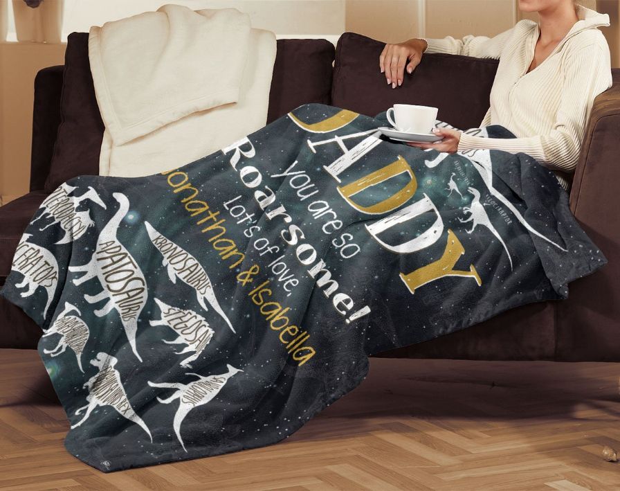 Personalized Daddy You Are Roarsome Dinosaur Quilt Bedding Set for Dino-Loving Fathers