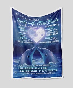Personalized Dolphin Couple Blanket for Wife from Husband Birthday Sofa - A Romantic and Heartfelt Gift for Your Beloved