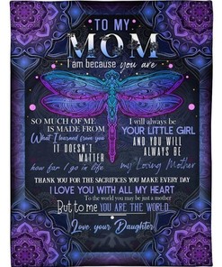 Personalized Dragonfly Purple Mandala Blanket for Moms from Daughters