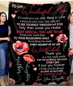 Personalized Fleece Blanket Gift Idea for Moms from Daughters