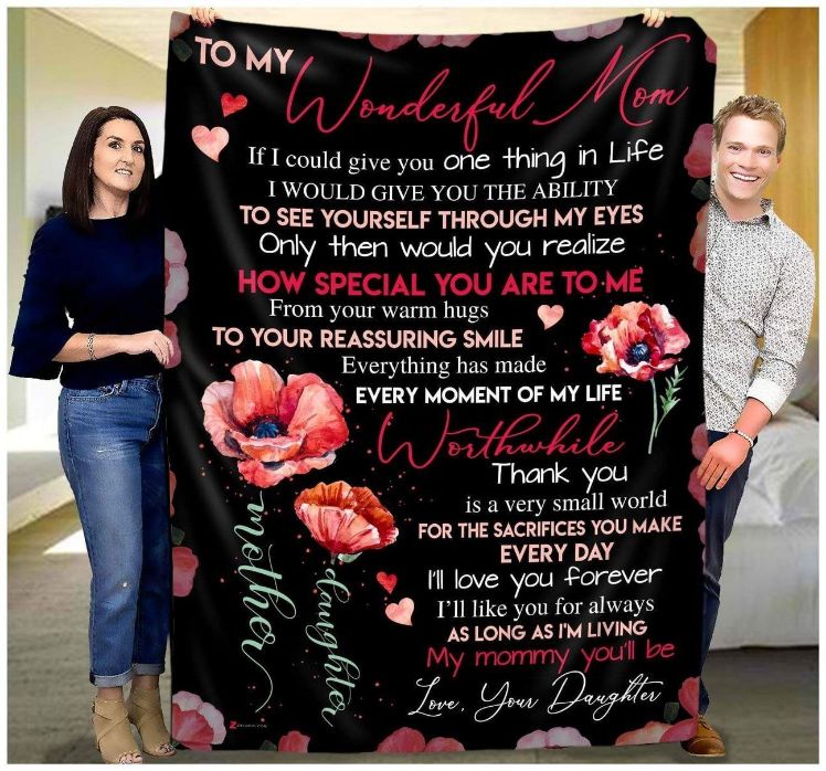 Personalized Fleece Blanket Gift Idea for Moms from Daughters