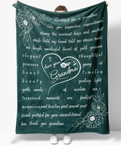 Personalized Floral I Love You Grandma Full Size Quilt Bed Set for Birthday