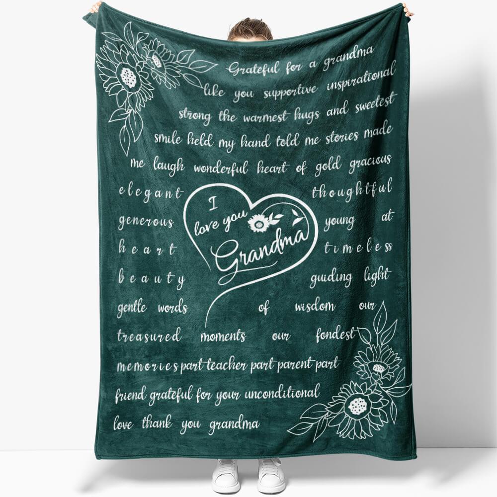 Personalized Floral I Love You Grandma Full Size Quilt Bed Set for Birthday