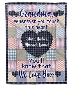 Personalized Grandma Heart Blanket for Nana Mimi Gigi from Grandkids - Best Gift Idea for Mother's Day