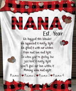 Personalized Grandma Red Buffalo Plaid We Hugged This Blanket Personalized Blanket for Grandma's Birthday