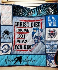 Personalized Ice Hockey Quilt Bedding Set with Inspirational Quote, Perfect for Ice Hockey Lovers