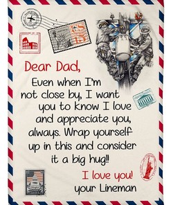 Personalized Lineman Letter Blanket for Dad's Birthday, Perfect Gift for Dad