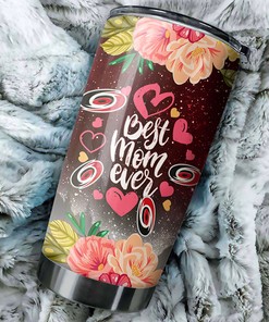 Personalized NHL Tumbler for Mom - Best Mom Ever with Carolina Hurricanes Flower Design