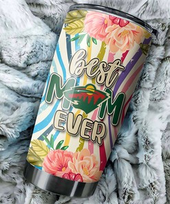 Personalized NHL Tumbler for Mom - Best Mom Ever with Minnesota Wild Flower Design