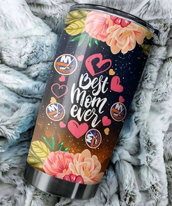 Personalized NHL Tumbler for Mom - Best Mom Ever with New York Islanders Flower Design