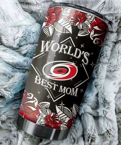 Personalized NHL Tumbler for Mom - World's Best Mom with Carolina Hurricanes Design