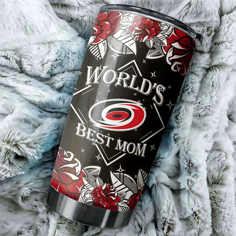 Personalized NHL Tumbler for Mom - World's Best Mom with Carolina Hurricanes Design