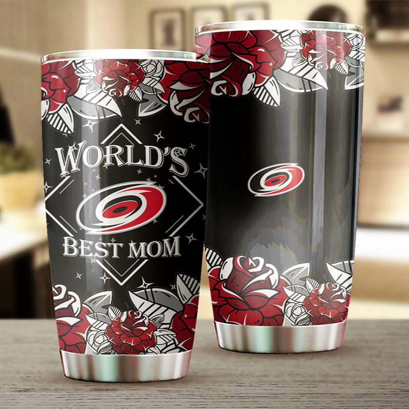 Personalized NHL Tumbler for Mom - World's Best Mom with Carolina Hurricanes Design - Image 2