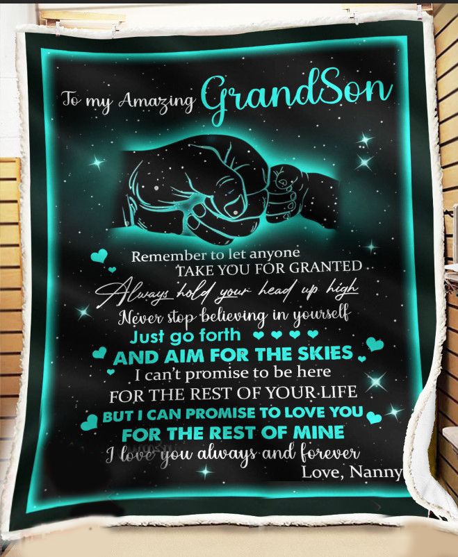Personalized Nanny To Grandson Blanket For Grandson Son Family with Heartfelt Message