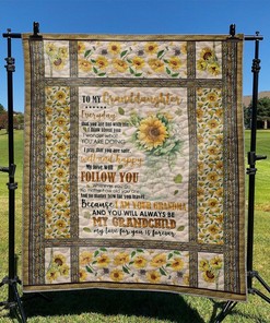 Personalized Quilt Bedding Set- My Love Will Follow You To My Granddaughter Family Blanket.