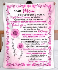 Personalized Quilt Blanket For Mom Fighting Breast Cancer