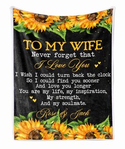Personalized Sunflower Fleece Blanket For Wife