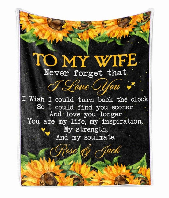 Personalized Sunflower Fleece Blanket For Wife